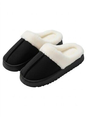 Platform Clog Slippers for Women Men Warm Faux Fur Lined House Shoes Cozy Suede
